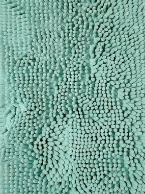Plush Chenille Bath & Counter Rug SET in Cool Mint/Teal Tone.